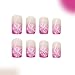 Glitter French Tip Press on Nails Square Fake Nails Gradient with Daily all-match French Pink Flower Designs,Glossy Acrylic Medium Full Cover Stick on Nails Spring Floral Artificial Nails for Women