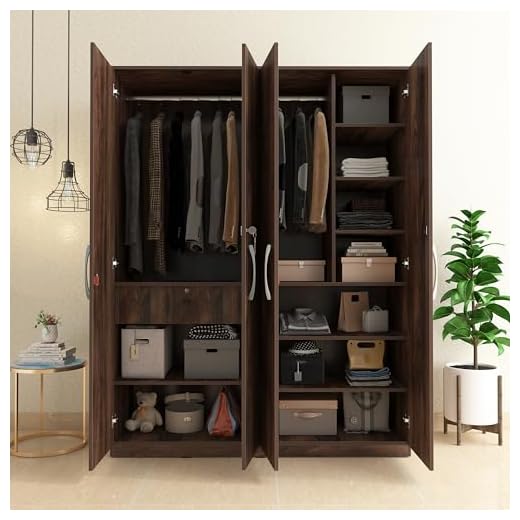 Studio Kook Amari Engineered Wood 4 Door Wardrobe (Matte Finish) (Junglewood)