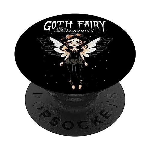 Goth Fairy Princess PopSockets Swappable PopGrip, Black