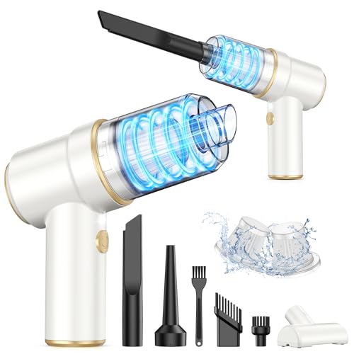 Image of KMM Handheld Car Vacuum Cleaner, 9000PA Vacuum Cleaner & Air Duster, 120W High Power Vacuum Portable Cordless, Hand Held Vacuum Rechargeable with Multi-Nozzles & LED Light for Home, Car, Office