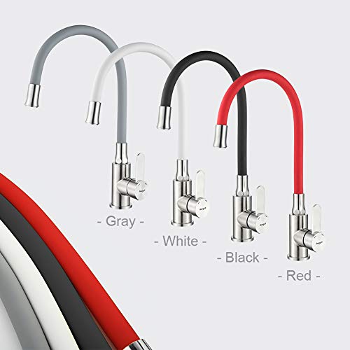 IBERGRIF M22119-1 Einhebel Küchenarmatur, 360° drehbar, Küchenarmatur mit Soft-Touch-Schlauch, Rot