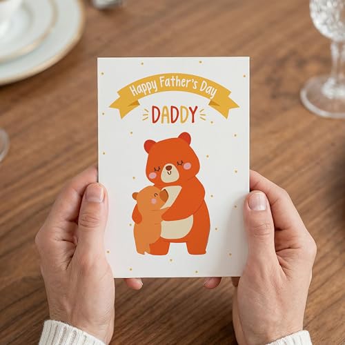 Image of Oye Happy - Father's Day Teddy Bear Card - Cute Dad & Baby Bear Greeting Card for Father's Day