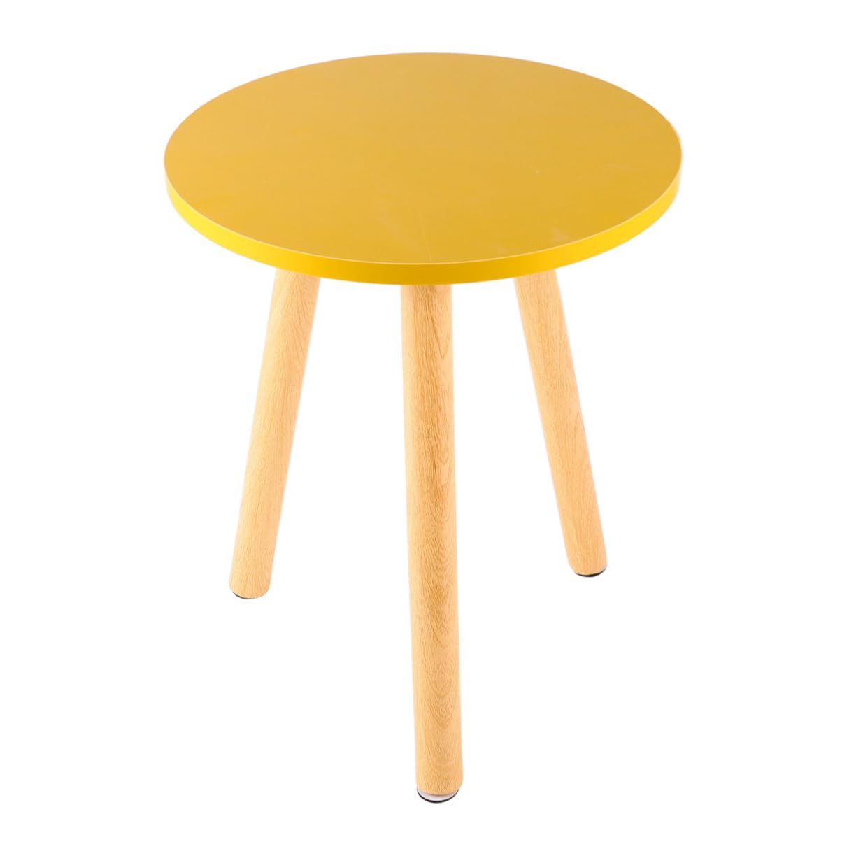 Table basse bois jaune ronde pour rompre la monotonie des salons sombres