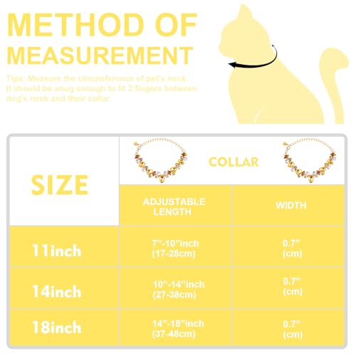 Image of HOWWFALY Dog Collar and Cat Collar Gold Chain Necklace Stainless Steel Adjustable Yellow Diamonds Collar with Cute Pet Paw for Small Medium Pets Cats Dogs Kitten Puppy