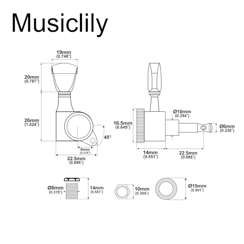 Musiclily Pro 3L+3R Guitar Locking Tuners 18:1 Ratio Lock String Tuning Key Pegs Machine Heads Replacement for LP SG Style Style Electric Folk or Acoustic Guitar - Image 2