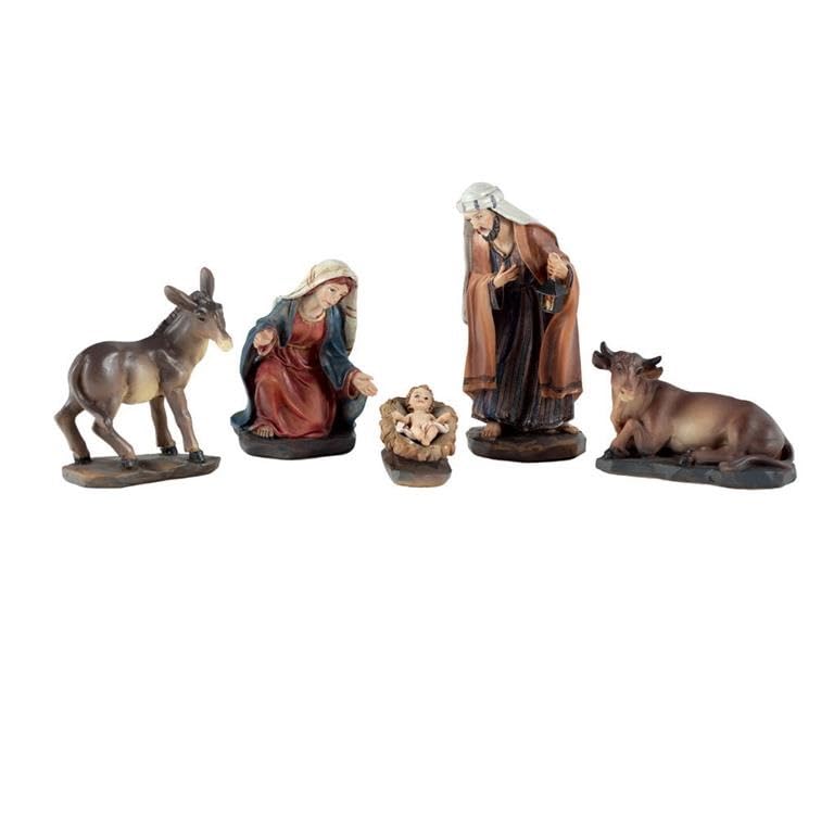 Misterio Nacimiento Clasico de 5 Piezas de Resina Pintado a Mano 5x5x13 cm