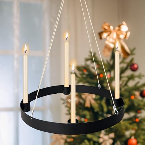 Kerzenhalter Adventskranz Metall Schwarz 27 cm, Adventskranz...