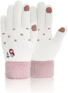 Women Thermal Gloves - Ladies Gloves Winter, Knitted Warm Gloves Stretch Fluffy Women Gloves Winter with Fleece Lined for Cycling Running Outdoor Sports
