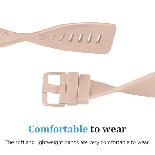 Strap for Fitbit Versa 2 Straps/Fitbit Versa Strap/Fitbit Versa Lite Strap for Women Men, Silicone Sport Classic Replacement Straps Compatible with Fitbit Versa Lite/Fitbit Versa 2(L,Pink Sand) - Image 2