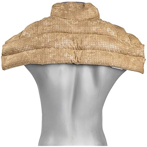 Linseed Pillow Shoulder & Neck Pillow with Collar Neck Warmer Grain Pillow Heat Cushion for Neck Shoulder Back (Colour: Batik Gold, Linseed) Cover
