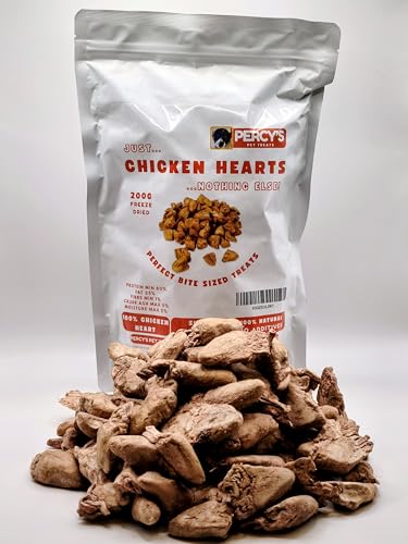 200g Chicken Heart Freeze Dried - Allergen Free & Hypoallergenic Treat for Cats and Dogs - Locked in freshness High in Protein Nibbles Pet Treats Food Topper