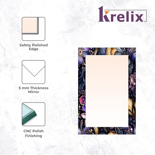 Image of KERLIX Rectangle Decorative Art Unique Fancy Digital Frameless CNC polishing Wall Mirror /Makeup Mirror /Bathroom Mirrors Size (12x18 inch). (6, 12 x 18)