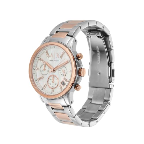 Armani Exchange Orologio Da Donna, Cronografo Al Quarzo, Cassa In Acciaio Inossidabile Da 36 Mm, 2T/Rosa Con Bracciale In Acciaio Inossidabile, AX4331, Tono Argento E Tono Oro Rosa - 3