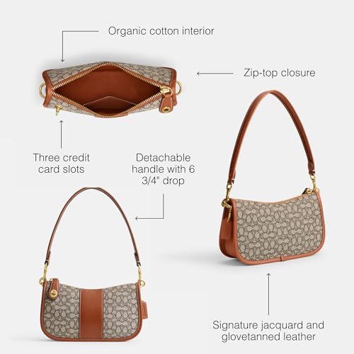 COACH Mini Signature Jacquard Swinger 20, Cocoa Burnished Amb3