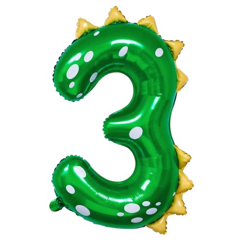 Dinosaur Birthday Decorations 36 Green Dinosaur Number 3 Balloon for 3rd Birthday Party Supplies (3)