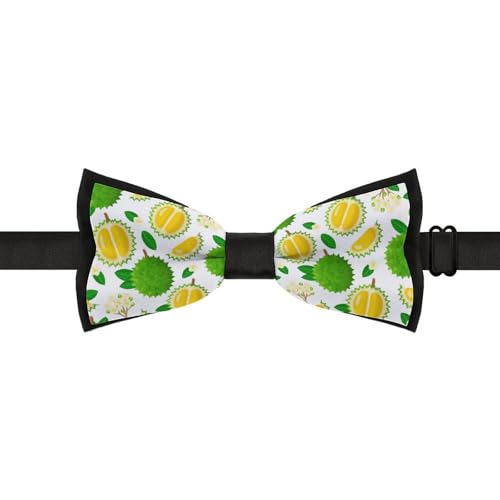 GoasNei Fruit OF Durian And Leaves Pattern Bow Tie for Men Adjustable Necktie Funny Tie Neck Ties for Weddings Party