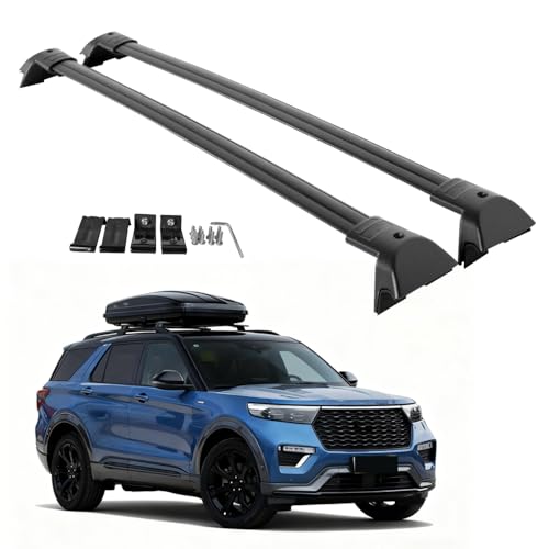 Zorik Roof Rack Cross Bars for Ford Explorer 2020-2024, 260 lbs Capacity Heavy-Duty Aluminum, Matte Black No-Drill Installation for Cargo Box, Kayak, Bike, Roof Bag