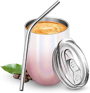 Reusable Coffee Cup, Insulated Travel Mug Vacuum Stainless Steel with Spill Proof Lid, Great for Hot & Cold Drinks - Coffee, Tea, Milk and Wine,12oz/340ml (Silver)