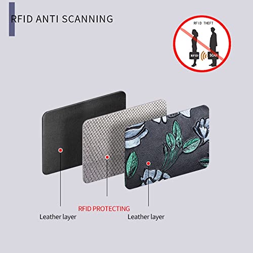 RFID Women Card Holder Split Leather Zipper Case Large Capacity 3D Flower Printed Lady Wallets Purse(C)3