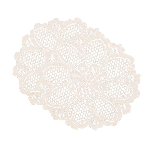Jayla 2 Pcs Round Lace Placemats for Tables Embroidered Vintage Crochet Floral Lace Table Runner Vintage Wedding, 15"