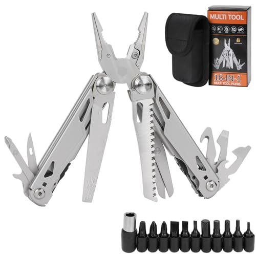 Drado Premium Multifunktionszange, 16 in 1 Multitools mit Schere/Messer/Säge/Schraubendreher, Geschütztes Design Geeignet für Outdoor-Camping-Abenteuerreisen, für Männer geschenke