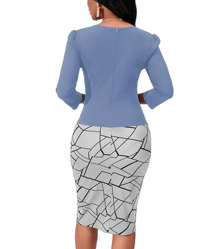 Image of Yajedo Women's Reto Bodycon Midi Dresses 3 /4 Sleeve Church Wear to Work Business Pencil Dress