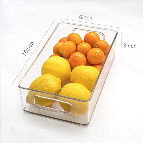 Stackable Refrigerator Organizer Bins, 6 Pack Clear Kitchen Organizer Container Bins with Handles and 20 PCS Plastic Bags for Pantry, Cabinets, Shelves, Drawer, Freezer - Food Safe, BPA Free 10"L - Image 4
