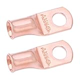 SELTERM 2pcs 2 AWG 5/16" Stud Copper Wire Lugs, Battery Lugs, Ring Terminals, Battery Cable Ends, 2