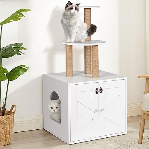 IDMarket Katzenklo Juliette Mit Doppeltren - Holzoptik Eichenfarbig Katzentoilette  Haus