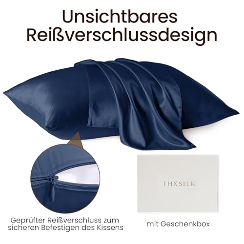 THXSILK 25 Momme Seide Kissenbezug für Haar und Haut - Maulbeerseide Kissenbezug - Hypoallergen mit Versteckter Reißverschluss - Pure Seide… – Ansicht 5
