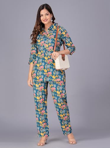 Image of Kuruti B Sheets Women's Printed Night Suit Set | Soft & Breathable Top and Pyjama Set for Women | Stylish Relaxed Fit Sleepwear for Everyday Comfort | Perfect Lounge Wear for Home & Travel