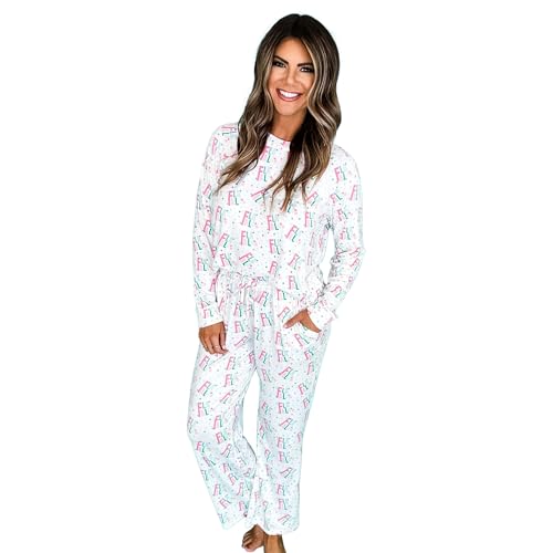 Mary Square Polyester Blend Women's Festive Christmas Holiday Buttery Soft Pajama Pant Set