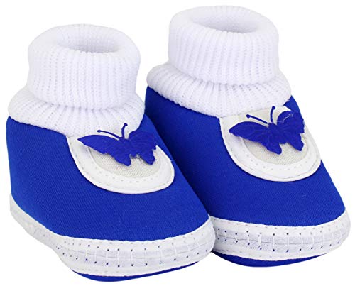 Image of Neska Moda 0 To 6 Months Baby Boys & Girls Cotton Butterfly Slip On Baby Booties