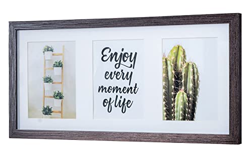 levandeo Marco de fotos para 3 fotos, 13 x 18 cm, roble marrón, madera MDF, marco para retratos, collage de cristal