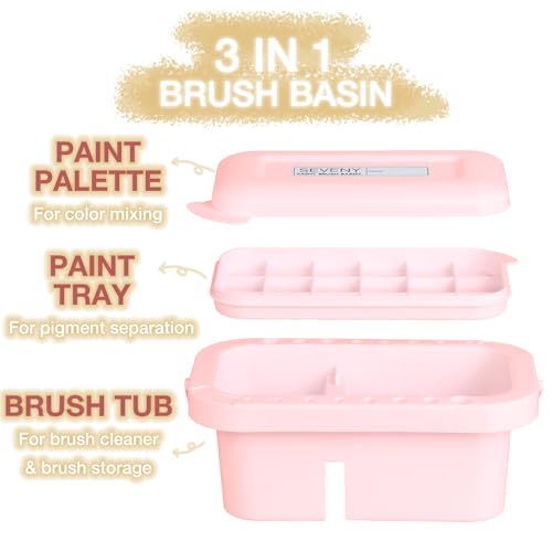 Image of SEVENY Multifunctional Paint Brush Cleaner & Holder, Pink | Painting Accessories, With Handle, For Acrylic, For Watercolor, For Water-Based Paints
