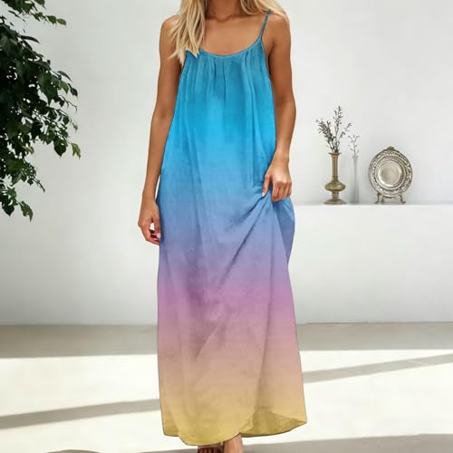 Image of HTHLVMD Backless Cami Dress Summer Dresses for Women 2026 Spaghetti Strap Dresses Womens Solid Color Backless Cami Dress