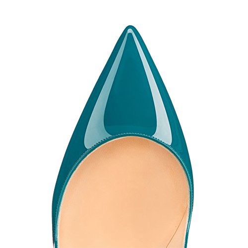 COLETER Women's Sexy Pointed Toe High Heels,4.72 inch/12cm Patent Leather Pumps,Wedding Dress Shoes,Cute Evening Stilettos