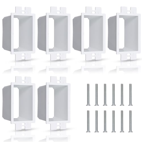 Rallonge de boîte de prise électrique BE1-6 blanche en lot de 6 avec 12 vis incluses