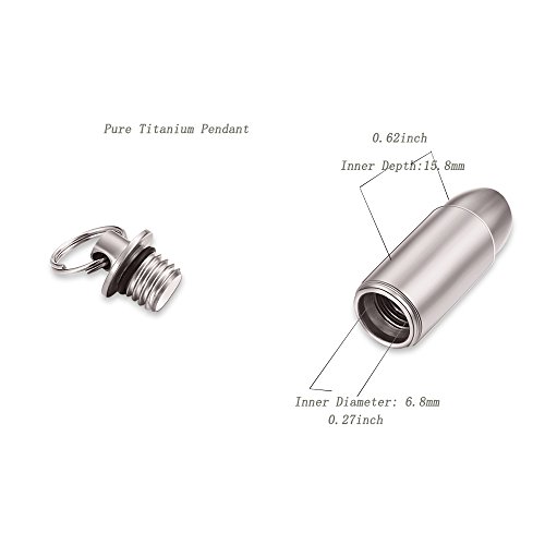 Titanium Necklace for Men, Titanium Bullet Pendant Necklace for Men and Women Stainless Steel Rolo Chain3