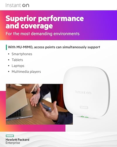 Image of HPE Networking Instant On Access Point AP25 4x4 WiFi 6 Indoor Wireless Access Point | Power Source Not Included | US Model (R9B27A)