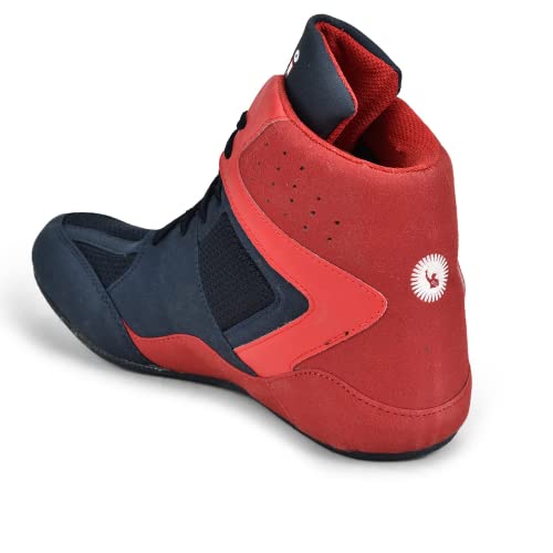 Image of USI UNIVERSAL Wrestling Shoes, 701WRB Comferto Red /Navy Sports Shoes For Wrestlers For Men & Women With Pu Suede, Mesh & Rubber Construction