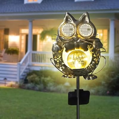 SRNPMIU Solar Lights Outdoor Decor, Solar Cat Yard Decorations Outdoor, Garden Decorative, IP65 Waterproof, Gifts for Women Mom, for Yard Patio Lawn Pathway Landscape
