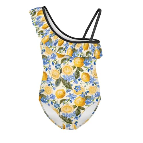 Image of Girls One Piece Swimsuit Ruffled Halter Bathing Suit with Adjustable Strap Beach Sport Swimwear for 3-14 Years