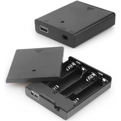 VWEICYY 2 PCS 4 AA Battery Holder with USB Port,4 AA Battery Holder Case,2PCS 4 x 1.5V AA Battery Holder Case Cover
