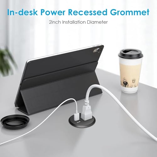 VERSADESK Desk Power Grommet with USB-A, USB-C & AC Outlet, Black | Compatible con escritorios de pie y convertidores de escritorio para gestión limpia de energía miniatura 3