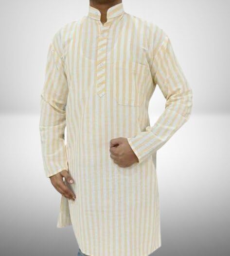 Image of Men Kurta Long Sleeve Regular Fit Classic Ethnic for Casual Festive and Function Occasions