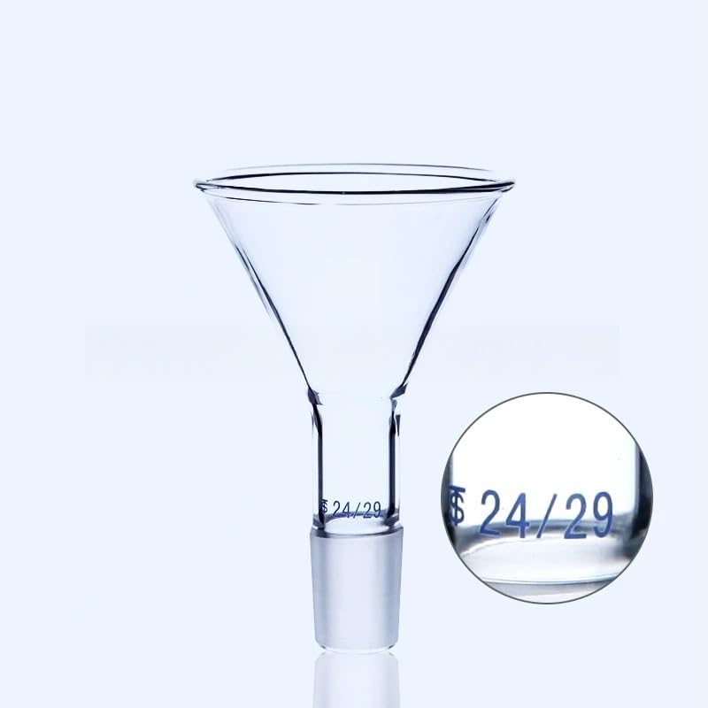 Clear Glass Conical Feed Funnel 50mm to 150mm - Ideal for Lab Experiments and Transfers(120mm Joint No.24)