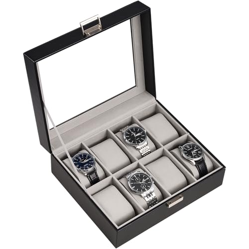 Image of ProCase Watch Box, 8 Slot Mens Watch Display Case, Black