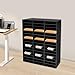 Literature Organizer, 48 Slots Countertop Mail Sorter Organizer PVC Student Mailbox Paper Bill Holder File Letter Sorter Shelf Compartment Shelf Holder for Office Home Classroom (Black, 48 Slots)
