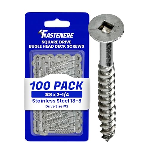 Fastenere Stainless Steel 18-8 Deck Screws - #8 x 2-1/4